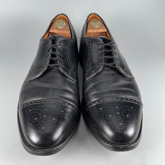 Allen Edmonds Sanford Men\'s 11 D Black Leather Semi Brogue Cap Toe Dress Shoes main image 7
